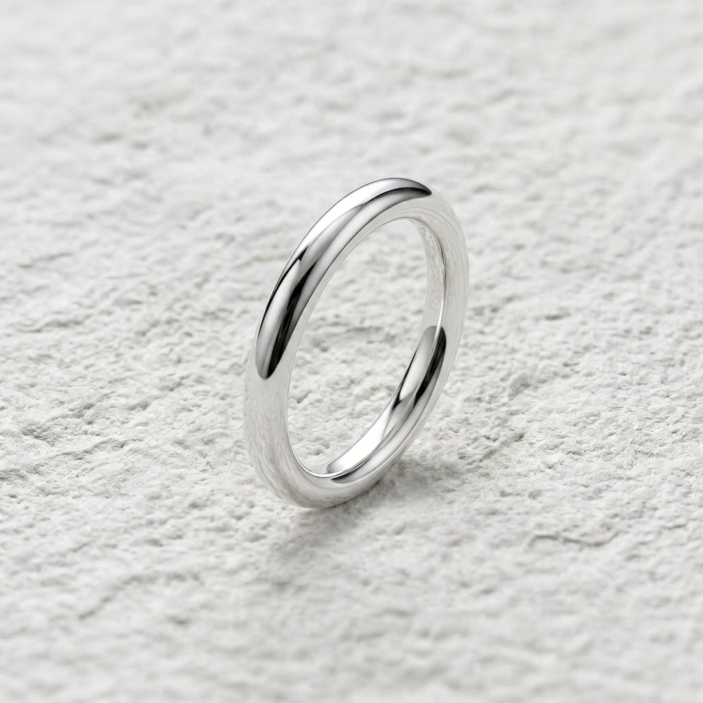 Pure S990 Sterling Silver Glossy Dome Ring | Minimalist Stacking Band
