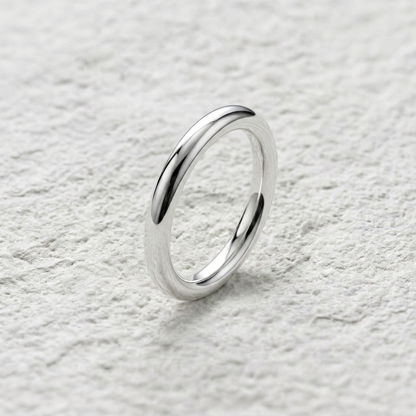 Pure S990 Sterling Silver Glossy Dome Ring | Minimalist Stacking Band