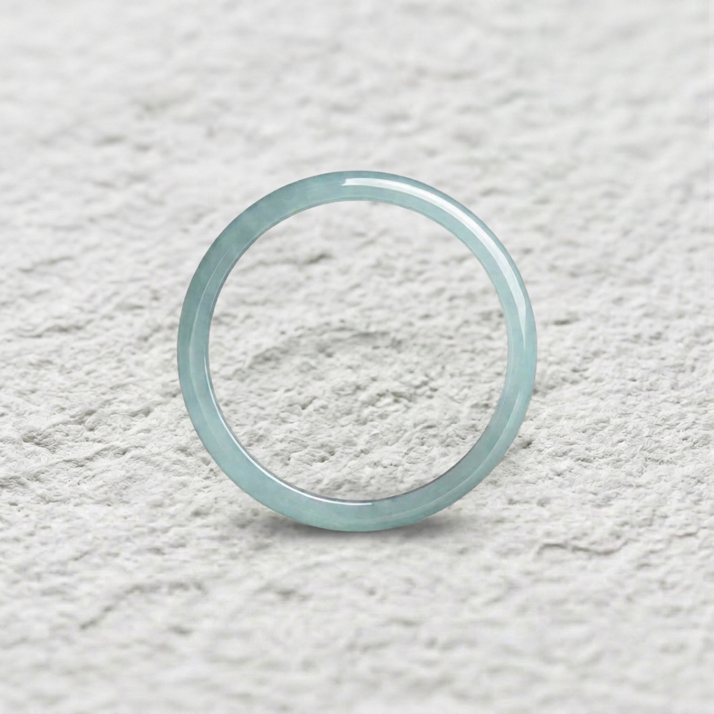 Lumina "Blue Water" Ice Jadeite Ring | 100% Natural Type A Jade Ultra-Thin Stacking Band