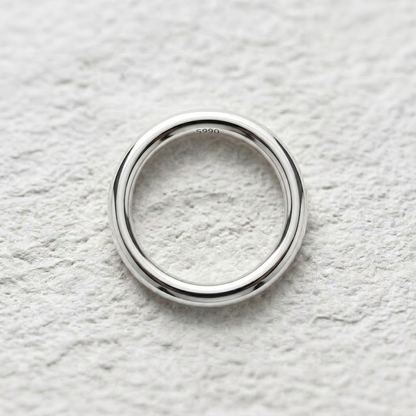 Pure S990 Sterling Silver Glossy Dome Ring | Minimalist Stacking Band
