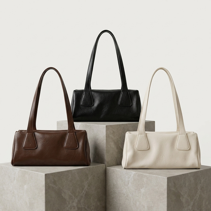 Atelier "Soft Grain" Retro Baguette Bag | Premium PU Leather