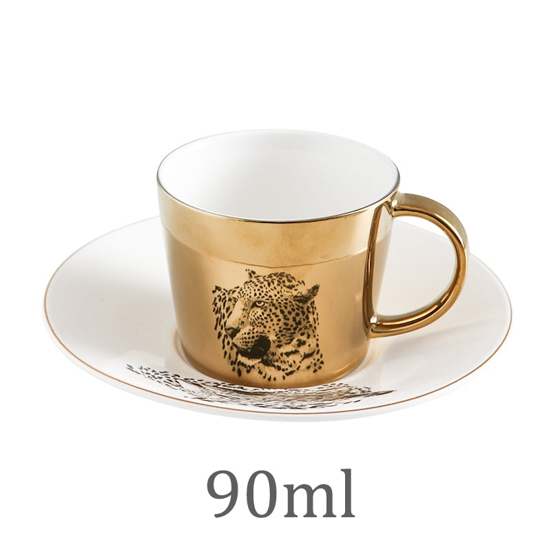 創意馬形變形杯鏡面反射杯蜂鳥馬克杯Luycho咖啡茶具帶杯墊90ml-220ml