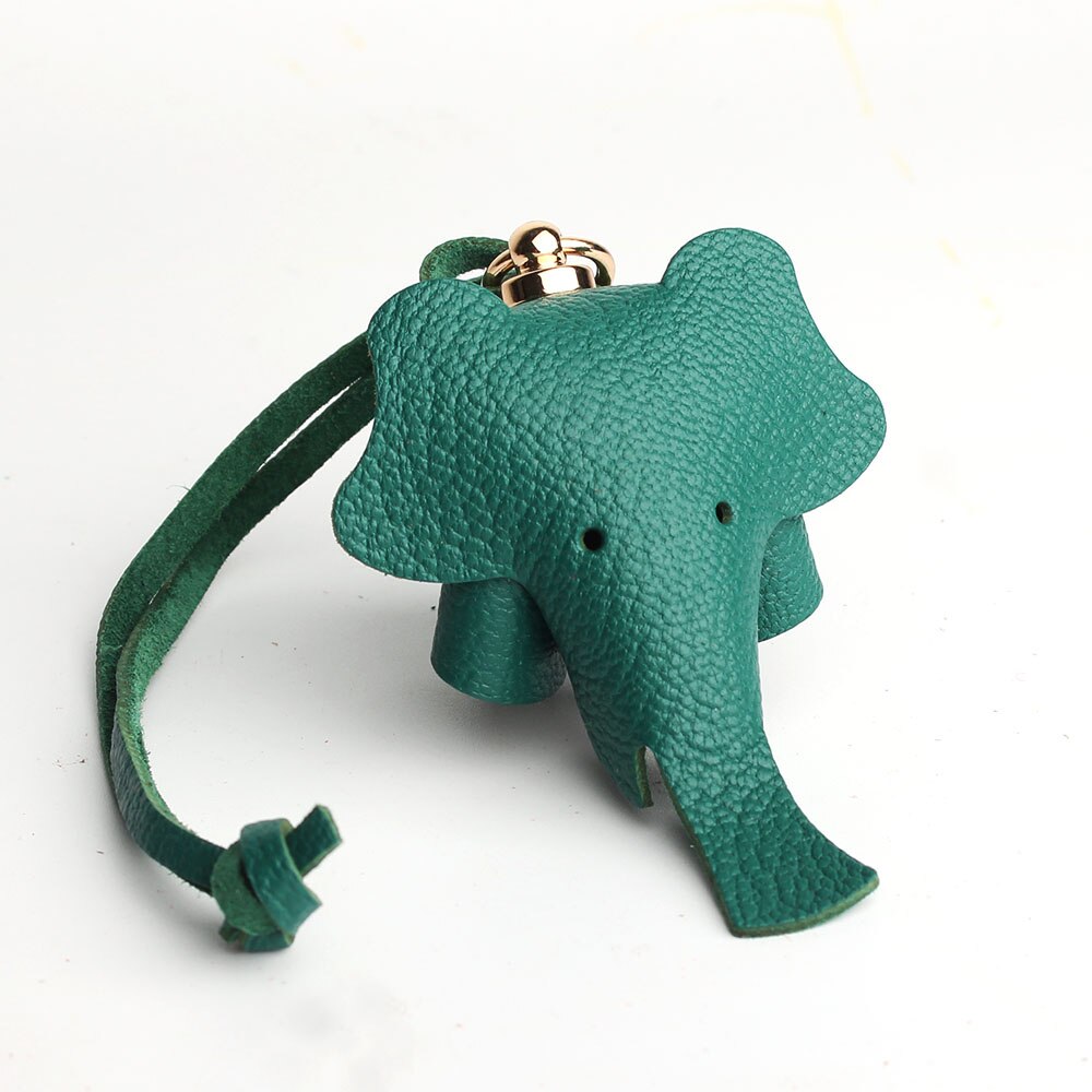 Handmade Genuine Leather Cute Funny Lucky Elephant Cow Horse Keychain Pendant Animal Key Chain For Men Women Bag Charm Girls