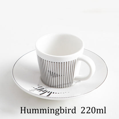 創意馬形變形杯鏡面反射杯蜂鳥馬克杯Luycho咖啡茶具帶杯墊90ml-220ml