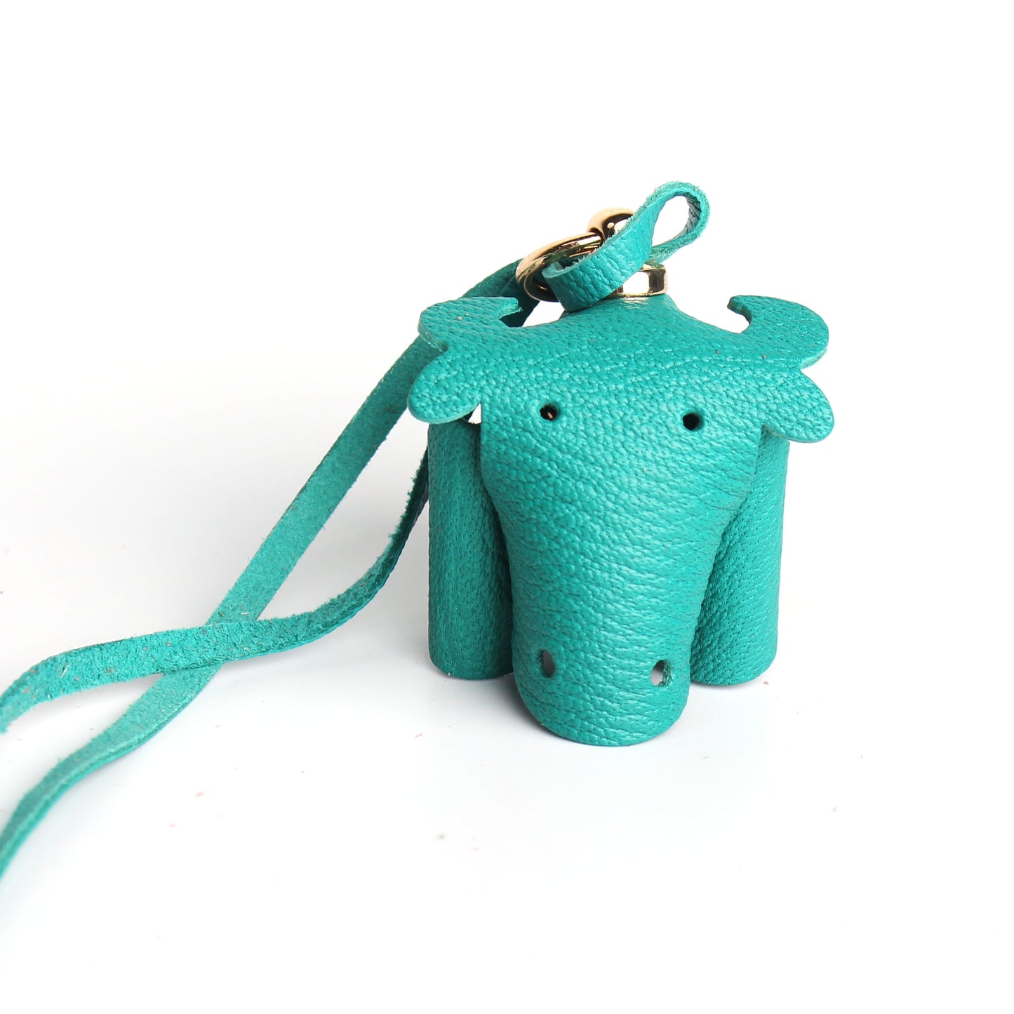 Handmade Genuine Leather Cute Funny Lucky Elephant Cow Horse Keychain Pendant Animal Key Chain For Men Women Bag Charm Girls