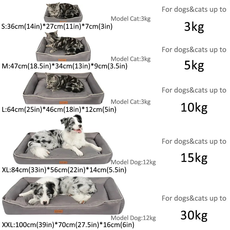 Waterproof Cat Dog Bed 600D Oxford Cloth Pet Dogs Beds Soft Thickened PP Cotton Filling Bite-resistant Pets Mat Dog Accessories