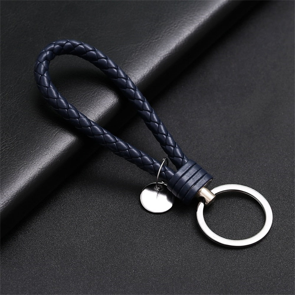 PU Leather Braided Woven Rope Wristlet Keychain Strap For Men Women Quality DIY Key Chains Bag Car Key Ring Jewelry Accessories