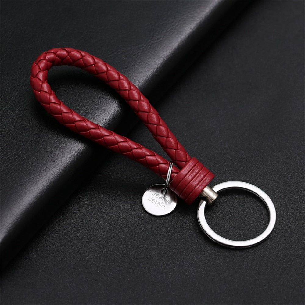 PU Leather Braided Woven Rope Wristlet Keychain Strap For Men Women Quality DIY Key Chains Bag Car Key Ring Jewelry Accessories