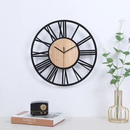 Home Decoration, Metal Wall Clock, Fashionable Home Dining Room Retro Round Art Clock, Living Room Wall Hanging Clock