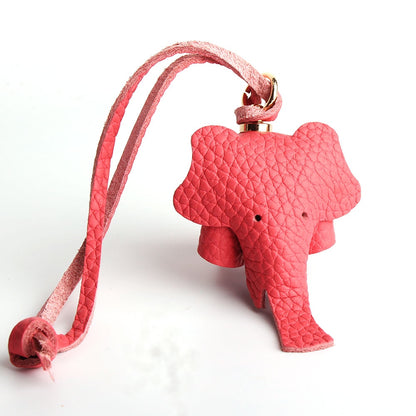 Handmade Genuine Leather Cute Funny Lucky Elephant Cow Horse Keychain Pendant Animal Key Chain For Men Women Bag Charm Girls