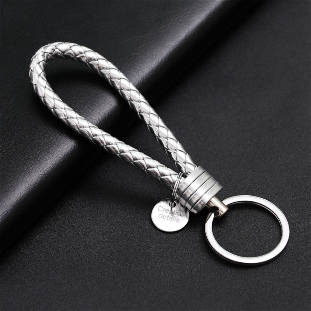 PU Leather Braided Woven Rope Wristlet Keychain Strap For Men Women Quality DIY Key Chains Bag Car Key Ring Jewelry Accessories