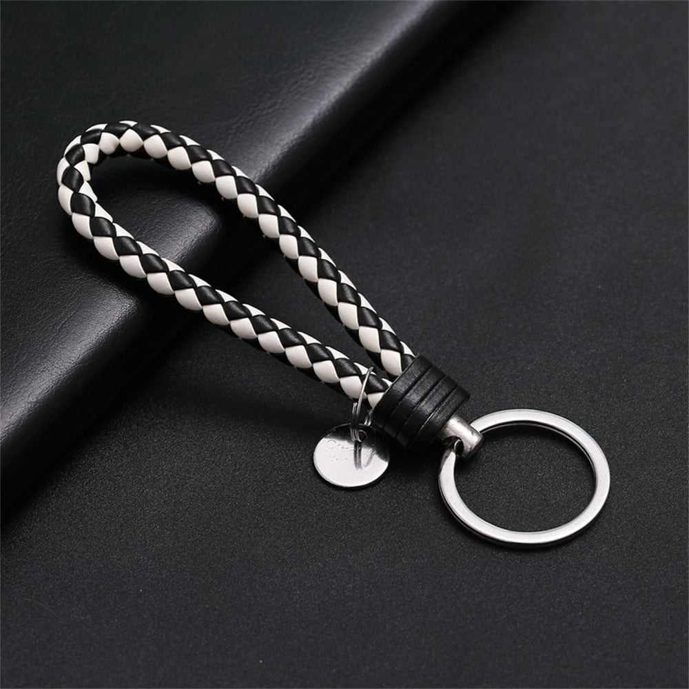 PU Leather Braided Woven Rope Wristlet Keychain Strap For Men Women Quality DIY Key Chains Bag Car Key Ring Jewelry Accessories