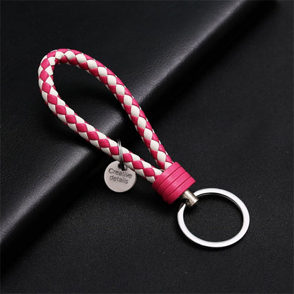 PU Leather Braided Woven Rope Wristlet Keychain Strap For Men Women Quality DIY Key Chains Bag Car Key Ring Jewelry Accessories