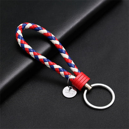 PU Leather Braided Woven Rope Wristlet Keychain Strap For Men Women Quality DIY Key Chains Bag Car Key Ring Jewelry Accessories