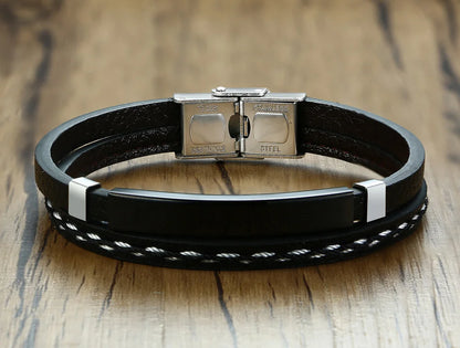 Stainless Steel Leather Bracelet