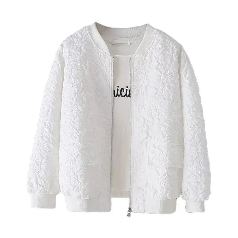 Solid Color Ladies Short Baseball Jacket 2023 New Korean Spring Casual White Jacket Top Female Cardigan Zipper Jackets Fashion