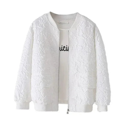 Solid Color Ladies Short Baseball Jacket 2023 New Korean Spring Casual White Jacket Top Female Cardigan Zipper Jackets Fashion