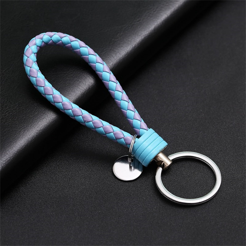 PU Leather Braided Woven Rope Wristlet Keychain Strap For Men Women Quality DIY Key Chains Bag Car Key Ring Jewelry Accessories