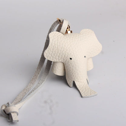 Handmade Genuine Leather Cute Funny Lucky Elephant Cow Horse Keychain Pendant Animal Key Chain For Men Women Bag Charm Girls