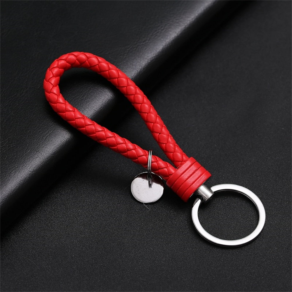 PU Leather Braided Woven Rope Wristlet Keychain Strap For Men Women Quality DIY Key Chains Bag Car Key Ring Jewelry Accessories