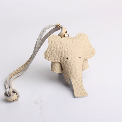 Handmade Genuine Leather Cute Funny Lucky Elephant Cow Horse Keychain Pendant Animal Key Chain For Men Women Bag Charm Girls