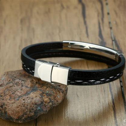 Stainless Steel Leather Bracelet