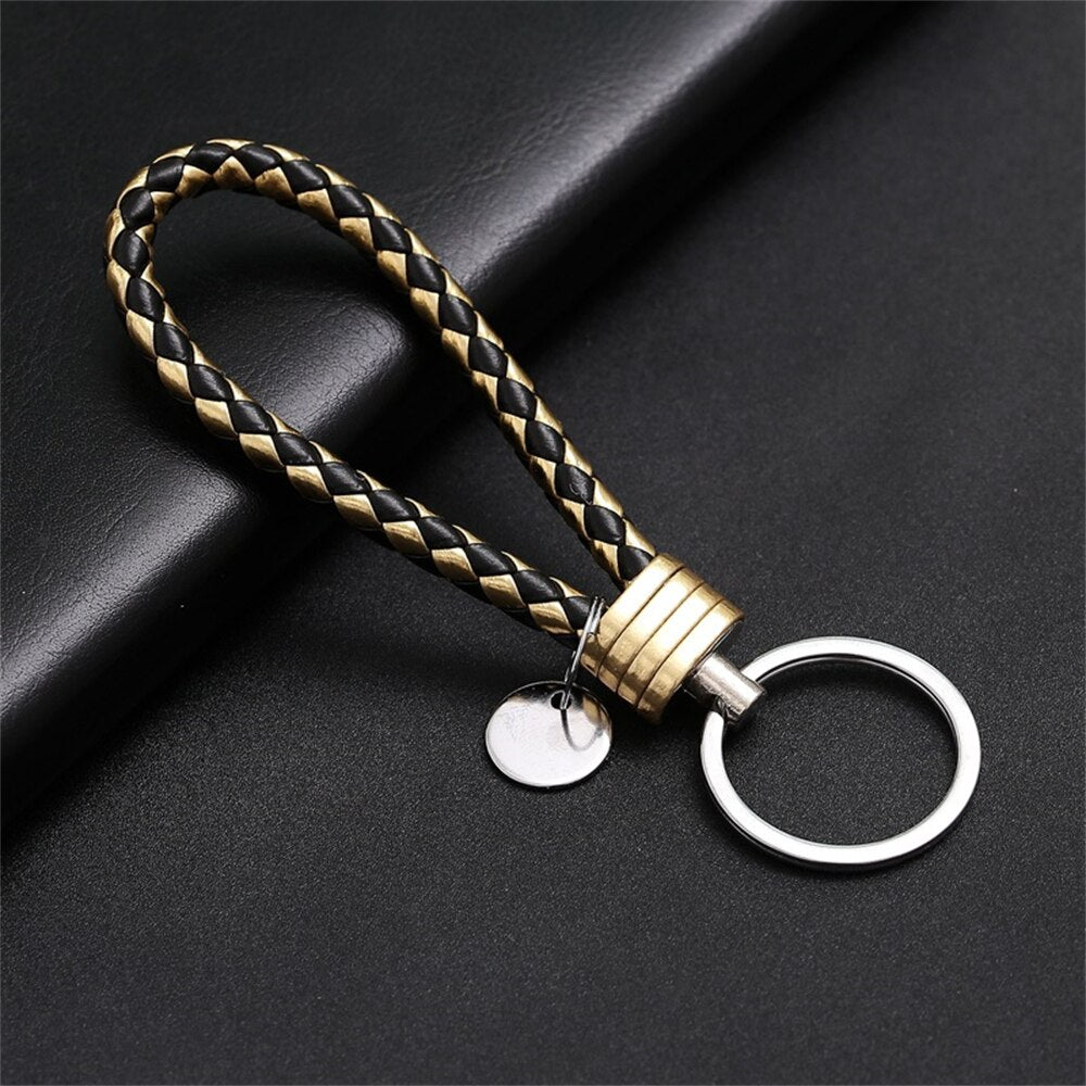 PU Leather Braided Woven Rope Wristlet Keychain Strap For Men Women Quality DIY Key Chains Bag Car Key Ring Jewelry Accessories