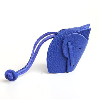 Handmade Genuine Leather Cute Funny Lucky Elephant Cow Horse Keychain Pendant Animal Key Chain For Men Women Bag Charm Girls