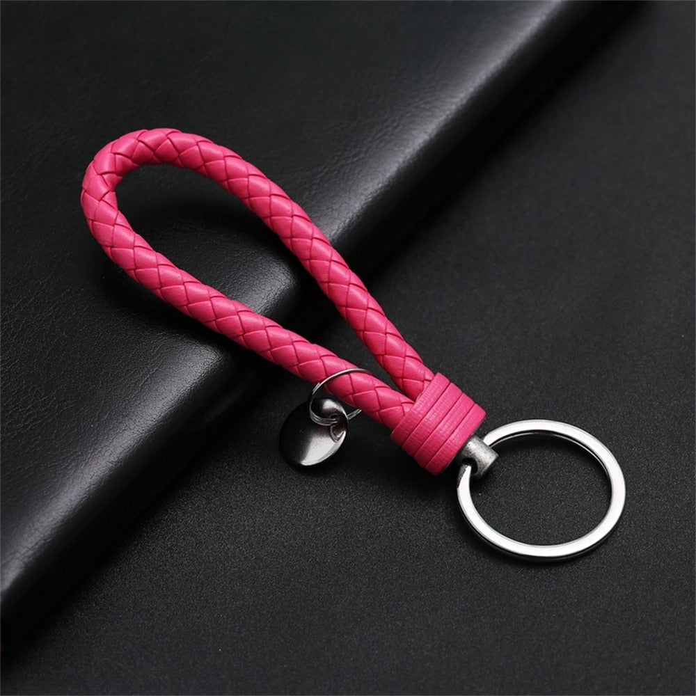 PU Leather Braided Woven Rope Wristlet Keychain Strap For Men Women Quality DIY Key Chains Bag Car Key Ring Jewelry Accessories