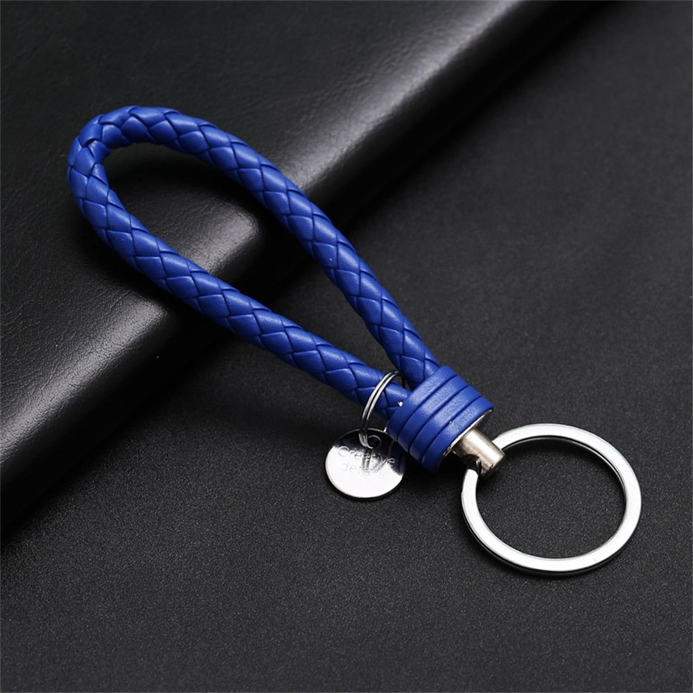 PU Leather Braided Woven Rope Wristlet Keychain Strap For Men Women Quality DIY Key Chains Bag Car Key Ring Jewelry Accessories