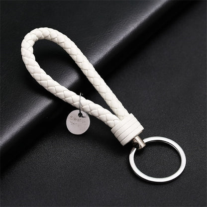 PU Leather Braided Woven Rope Wristlet Keychain Strap For Men Women Quality DIY Key Chains Bag Car Key Ring Jewelry Accessories