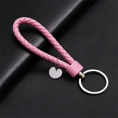 PU Leather Braided Woven Rope Wristlet Keychain Strap For Men Women Quality DIY Key Chains Bag Car Key Ring Jewelry Accessories