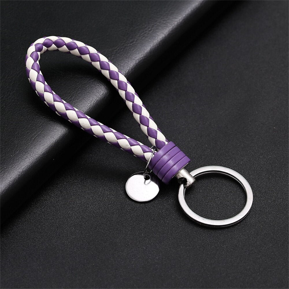 PU Leather Braided Woven Rope Wristlet Keychain Strap For Men Women Quality DIY Key Chains Bag Car Key Ring Jewelry Accessories