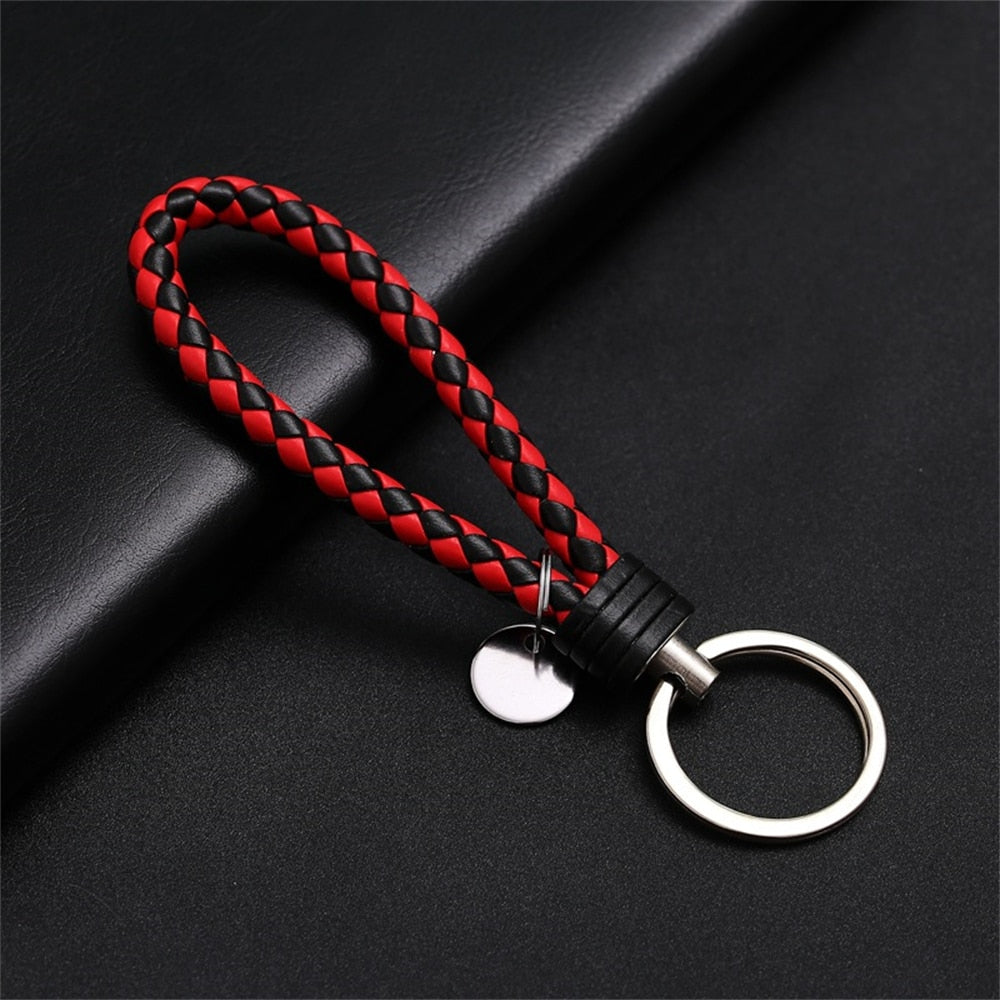 PU Leather Braided Woven Rope Wristlet Keychain Strap For Men Women Quality DIY Key Chains Bag Car Key Ring Jewelry Accessories