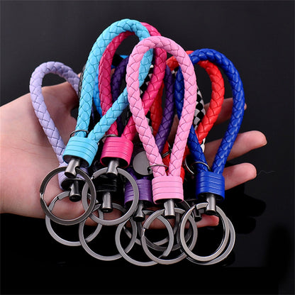 PU Leather Braided Woven Rope Wristlet Keychain Strap For Men Women Quality DIY Key Chains Bag Car Key Ring Jewelry Accessories