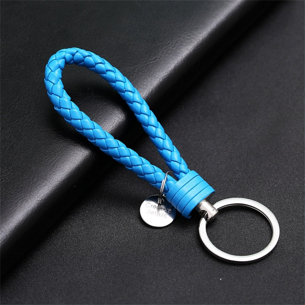 PU Leather Braided Woven Rope Wristlet Keychain Strap For Men Women Quality DIY Key Chains Bag Car Key Ring Jewelry Accessories