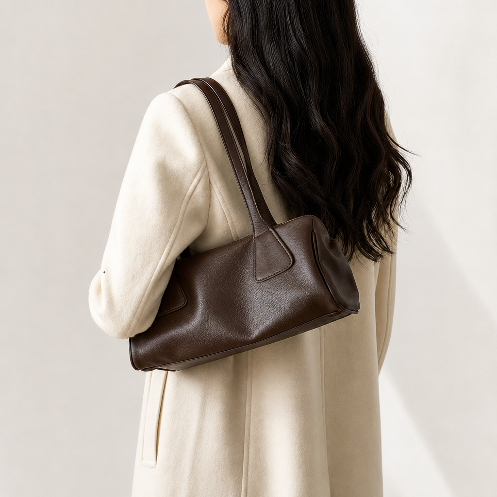 Atelier "Soft Grain" Retro Baguette Bag | Premium PU Leather