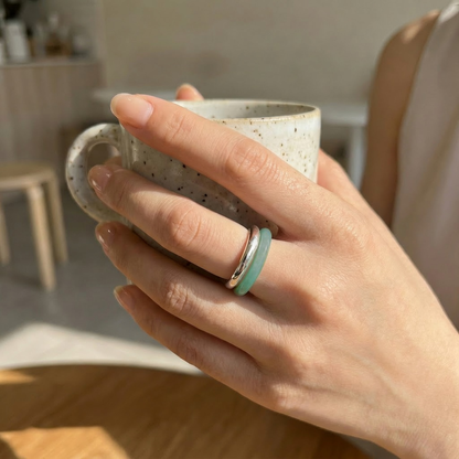 Lumina "Blue Water" Ice Jadeite Ring | 100% Natural Type A Jade Ultra-Thin Stacking Band