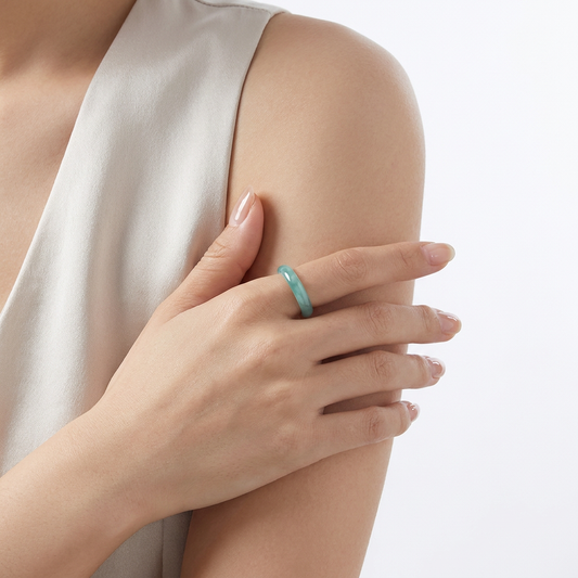 Lumina "Blue Water" Ice Jadeite Ring | 100% Natural Type A Jade Ultra-Thin Stacking Band