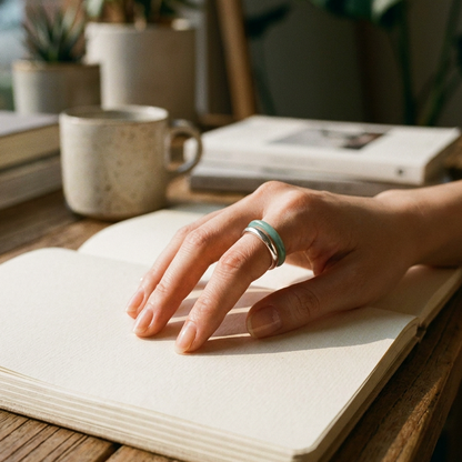 Lumina "Blue Water" Ice Jadeite Ring | 100% Natural Type A Jade Ultra-Thin Stacking Band