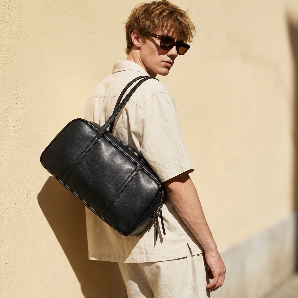 Atelier "Soft Boston" Retro Baguette Bag | Premium Genuine Cow Leather Minimalist Commuter Underarm Bag