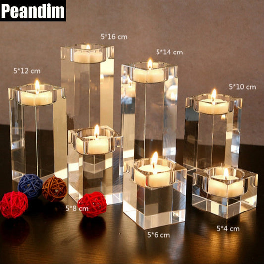 PEANDIM Home Decorations Candlestick Wedding Idea K9 Crystal Candle Holder Table Centerpieces Bar Coffee Shop Decorations