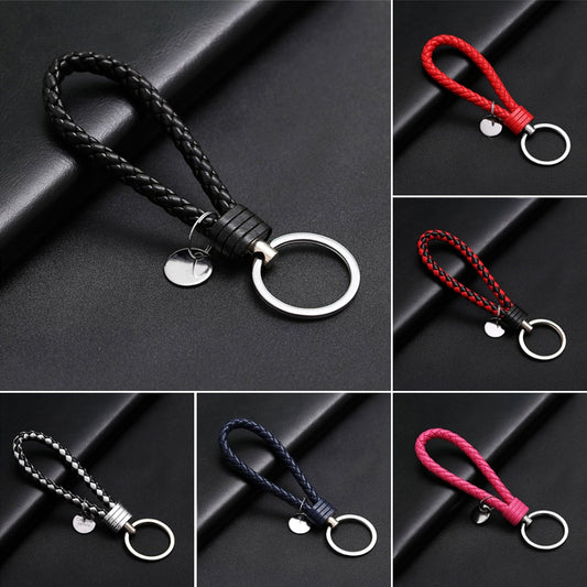 PU Leather Braided Woven Rope Wristlet Keychain Strap For Men Women Quality DIY Key Chains Bag Car Key Ring Jewelry Accessories