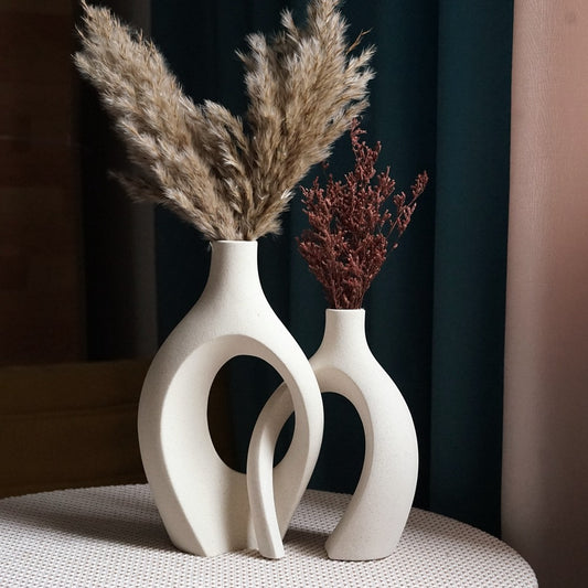 CAPIRON  2Pcs/Set Ceramic Embrace Vases for Pampas Grass Dried Flower Nordic Living Room Home Decoration Accessories Tabletop