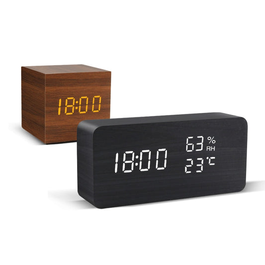 鬧鐘 LED 木質表台語音控制數字木質 Despertador USB/AAA 供電電子桌面時鐘